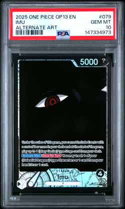 2025 ONE PIECE IMU ALTERNATE ART OP13-CARRYING ON HIS WILL #079 PSA 10 - Image 1