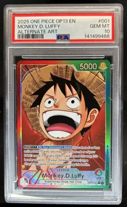 2025 One Piece Monkey D. Luffy Leader Alt Art #OP13-001 PSA 10 GEM MINT - Image 1