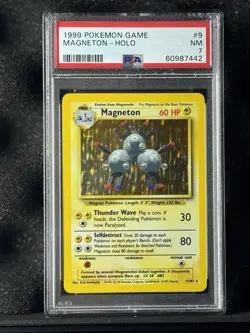 Pokemon Magneton Base Set Holo Rare Card 009/102 PSA 7 - Image 1