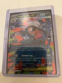 Mega Scrafty ex 135/217 Pokemon Double Rare Card w/ Sleeve and Top Loader. - Image 1