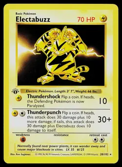 Pokemon Card - Electabuzz 1st Edition Base Set Shadowless 20/102 - Image 1