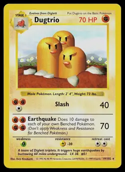 Pokemon Card - Dugtrio Base Set Shadowless 19/102 Rare - Image 1
