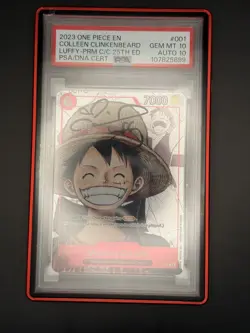 PSA 10 Signed Luffy - Dual 10 (Alt Art)One Piece Promo Card Collen Clinkenbeard - Image 2