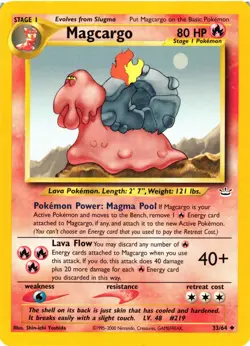 Pokemon TCG Magcargo Neo Revelation Card 33/64 Unlimited Uncommon DMG - Image 1
