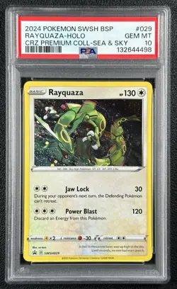 RAYQUAZA HOLO PSA 10 2024 POKEMON SWSH BSP #SWSH029 PREMIUM COLL SEA SKY 4498 - Image 1