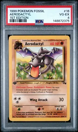 1999 POKEMON FOSSIL 1ST EDITION #16 AERODACTYL PSA 4 - Image 1