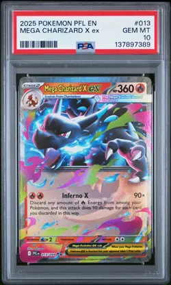 2025 POKEMON PFL EN-PHANTASMAL FLAMES #013 MEGA CHARIZARD X EX PSA 10 - Image 1