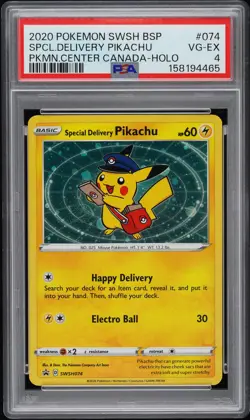 2020 POKEMON SWSH BLACK STAR PROMO #074 SPECIAL DELIVERY PIKACHU-HOLO PSA 4 - Image 1