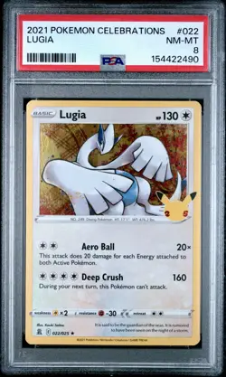 2021 POKEMON CELEBRATIONS #022 LUGIA PSA 8 - Image 1