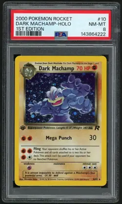 POKEMON DARK MACHAMP 2000 ROCKET #10 HOLO 1ST EDITION PSA 8 - Image 1