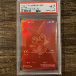 2025 Pokemon Black Bolt Victini #172 BLK EN PSA 8 Black White Rare - Image 1