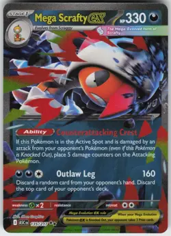 MEGA SCRAFTY EX 135/217 ASCENDED HEROES POKEMON DOUBLE RARE NM/M - Image 1