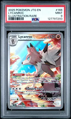 2025 POKEMON JTG EN-JOURNEY TOGETHER ILLUSTRATION RARE #166 LYCANROC PSA 9 - Image 1
