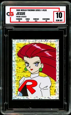 1999 Pokemon Topps Merlin SPECIAL GLITTER HOLO PRISM Sticker S35 Jessie ~ CG 10 - Image 1