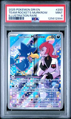 2025 POKEMON DESTINED RIVALS ILLUSTRATION RARE #200 TEAM ROCKET'S MURKROW PSA 9 - Image 1