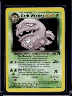 2000 Pokemon Team Rocket Dark Weezing Holo #14/82 - Image 1