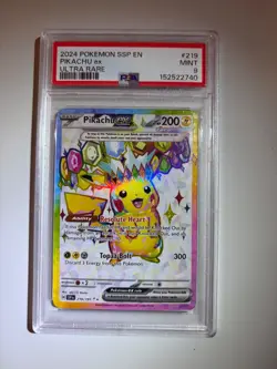 2024 Pokemon SV Surging Sparks EN Pikachu Ex #219/191 PSA 9 - Image 1