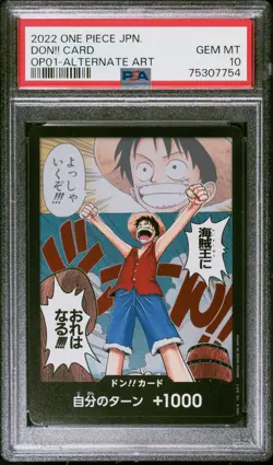 2022 ONE PIECE JAPANESE OP01 DON!! CARD ALTERNATE ART PSA 10 ROMANCE DAWN - Image 1
