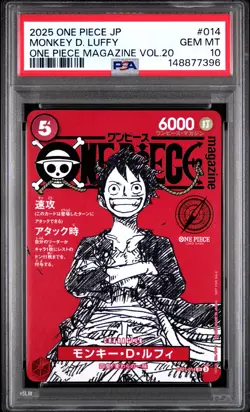 2025 ONE PIECE JAPANESE PROMOS ONE PIECE MAGAZINE VOL.20 MONKEY D. LUFFY PSA 10 - Image 1