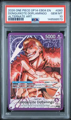 2026 ONE PIECE THE AZURE SEA'S SEVEN ALT ART #060 DONQUIXOTE DOFLAMINGO PSA 10 - Image 1