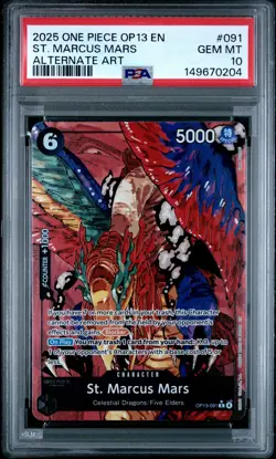 2025 ONE PIECE OP13-CARRYING ON HIS WILL ALTERNATE ART ST. MARCUS MARS PSA 10 - Image 1