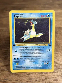 Pokemon Lapras 10/62 Fossil Holo Card 1st Edition Spanish - Image 1