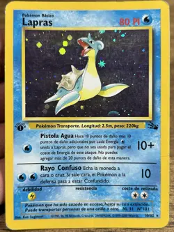 Pokemon Lapras 10/62 Fossil Holo Card 1st Edition Spanish - Image 3