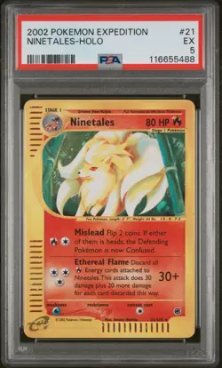PSA 5 2002 Expedition Ninetales Holo Foil 21/165 WOTC E-Reader Series Pokemon - Image 1