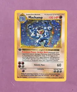 Machamp - 8/102 Base Set - 1st Ed. Shadowless Pokemon Holo - MP - Image 1