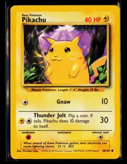 1999 Pokemon TCG Pikachu Base Set #058/102 - Image 1
