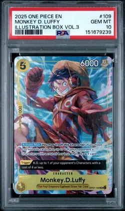 One Piece Monkey D Luffy Illustration Volume 3 OP07-109 PSA 10 Gem Mint - Image 1