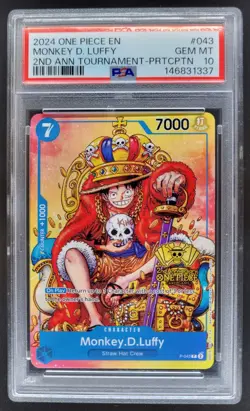 2024 ONE PIECE MONKEY D. LUFFY 2ND ANNIV PROMO P-043 PSA 10 NF4 - Image 1