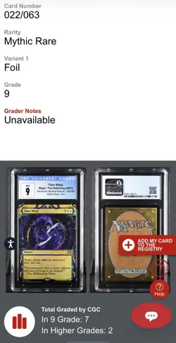 MTG Time Warp - Mythic Rare (Foil) Strixhaven: Mystical Archives - CGC 9 - Image 3