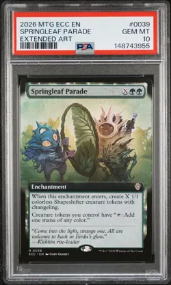 2026 MTG LORWYN ECLIPSED COMMANDER EXTENDED ART #0039 SPRINGLEAF PARADE PSA 10 - Image 1