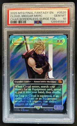 2025 Magic Final Fantasy Cloud Midgar Mercenary BL Surge Foil Rare #0520 PSA 10 - Image 1