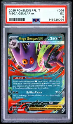2025 POKEMON ITALIAN PFL IT-PHANTASMAL FLAMES #056 MEGA GENGAR EX PSA 5 - Image 1