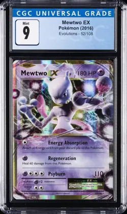 2016 POKEMON EVOLUTIONS #52 MEWTWO EX CGC 9 - Image 1