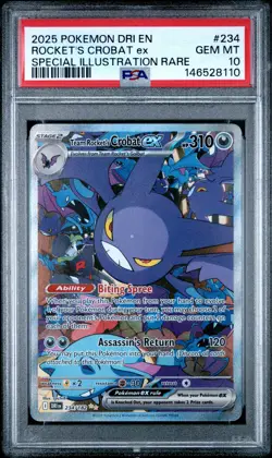 2025 POKEMON DESTINED RIVALS SPECIAL ILLUSTRATION TEAM ROCKET'S CROBAT EX PSA 10 - Image 1