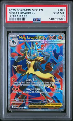 2025 POKEMON MEG EN-MEGA EVOLUTION ULTRA RARE #160 MEGA LUCARIO EX PSA 10 - Image 1
