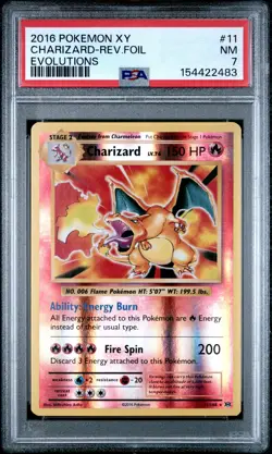 2016 POKEMON XY EVOLUTIONS #11 CHARIZARD-REVERSE FOIL PSA 7 - Image 1