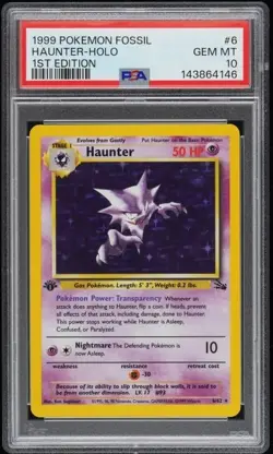 POKEMON HAUNTER 1999 FOSSIL #6 HOLO 1ST EDITION PSA 10 - Image 1
