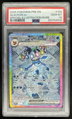 2025 Pokemon Prismatic Evolutions Glaceon ex #150/131 PSA 10 GEM MINT - Image 1