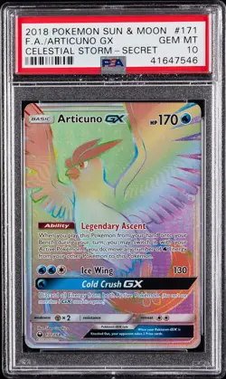 2018 POKEMON SUN & MOON CELESTIAL STORM SECRET #171 FULL ART/ARTICUNO GX PSA 10 - Image 1