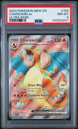 2023 POKEMON MEW EN-151 ULTRA RARE #183 CHARIZARD EX PSA 8 - Image 1