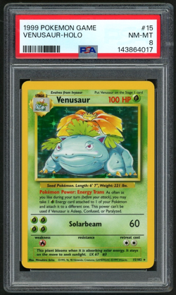 POKEMON VENUSAUR GAME BASE SET #15 HOLO PSA 8 - Image 1