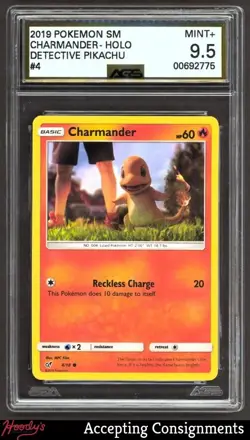2019 Pokemon Detective Pikachu #4 Charmander C HOLO AGS 9.5 MINT+ - Image 1