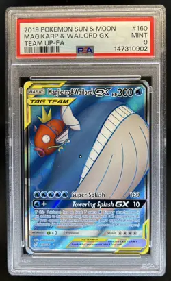 2019 Pokemon SM Team Up Magikarp Wailord #160/181 PSA 9 - Image 1