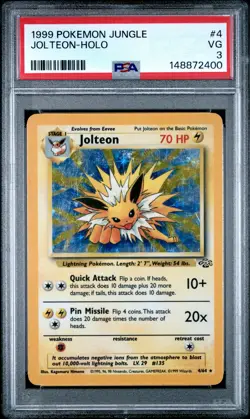 1999 POKEMON JUNGLE #4 JOLTEON-HOLO PSA 3 - Image 1