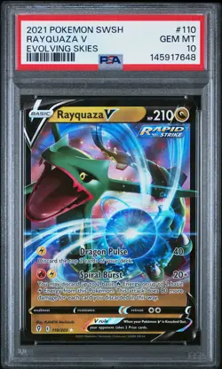 2021 POKEMON SWORD & SHIELD EVOLVING SKIES #110 RAYQUAZA V PSA 10 - Image 1