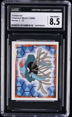 1998 POKEMON MERLIN STICKERS SERIES 1 #73 TENTACRUEL CGC 8.5 - Image 1